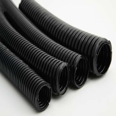 Corrugated Flexible  Electric  Nylon Plastic  Course Polyamide Tubing  With Black Color